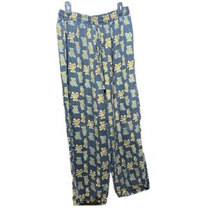 ADDICTION 100% SILK Pajama Pants Size Large Vintage Teddy Bear Print Unisex